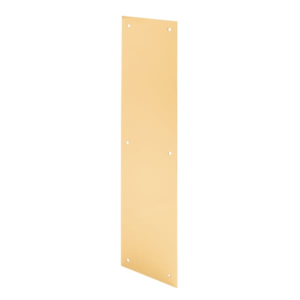 Prime-Line Prime-Line J 4580 Aluminum Door Push Plate, 4 Inch x 16 Inch, Polished Brass Finish, (Single Pack) J 4580 - main